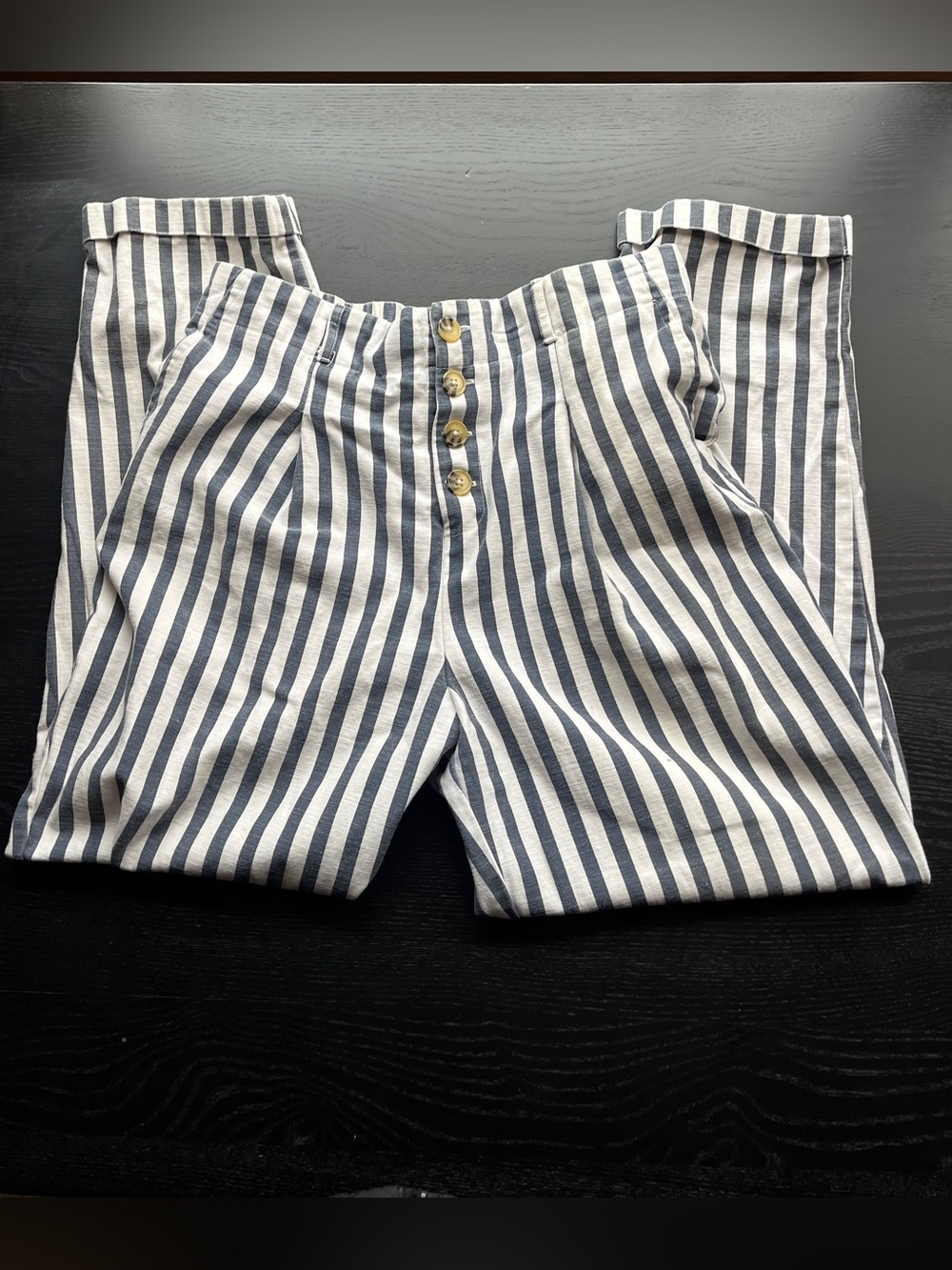 Forever 21 Navy & White Striped Waistband Pants